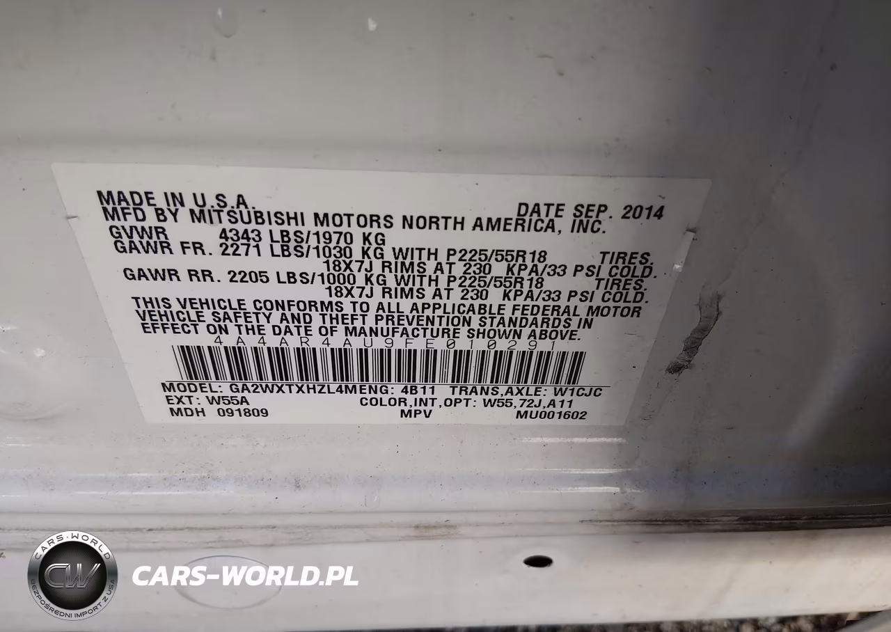 2015 Mitsubishi Outlander Sport Se VIN:4A4AR4AU9FE010291 - 9