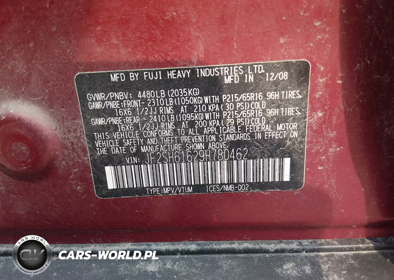 2009 Subaru Forester 2.5X VIN:JF2SH61629H780462 - 9