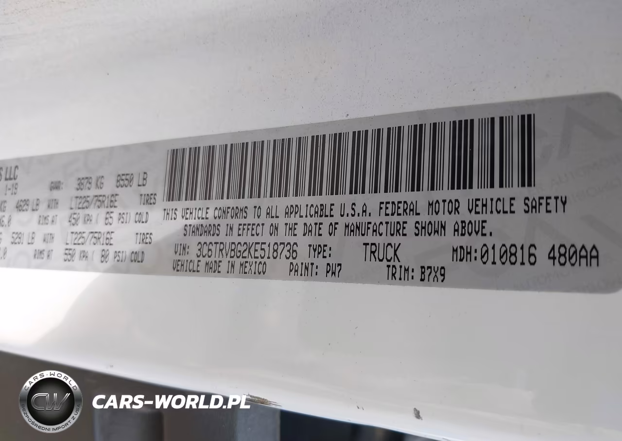 2019 Ram Promaster 1500 High Roof 136 Wb VIN:3C6TRVBG2KE518736 - 9
