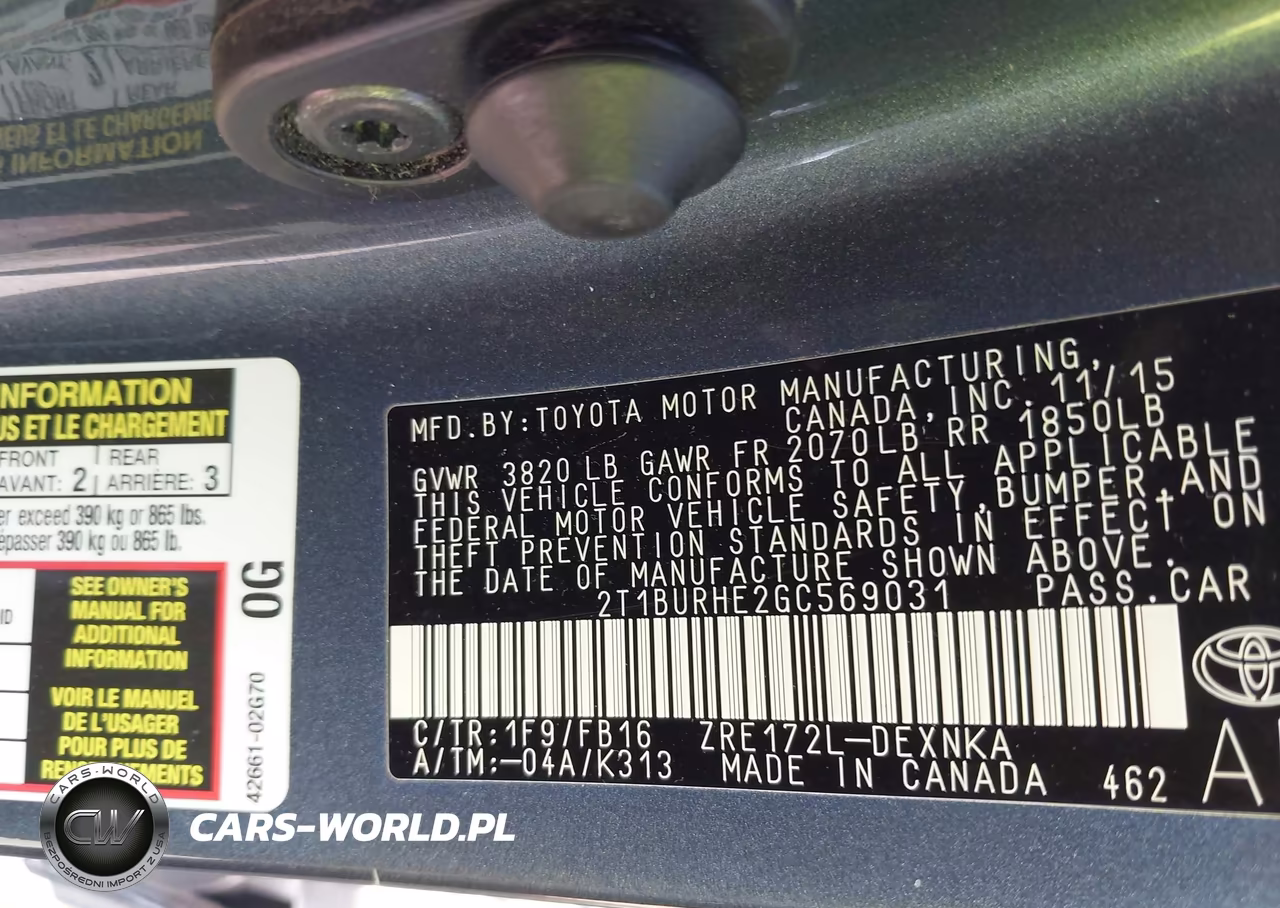 2016 Toyota Corolla Le VIN:2T1BURHE2GC569031 - 9