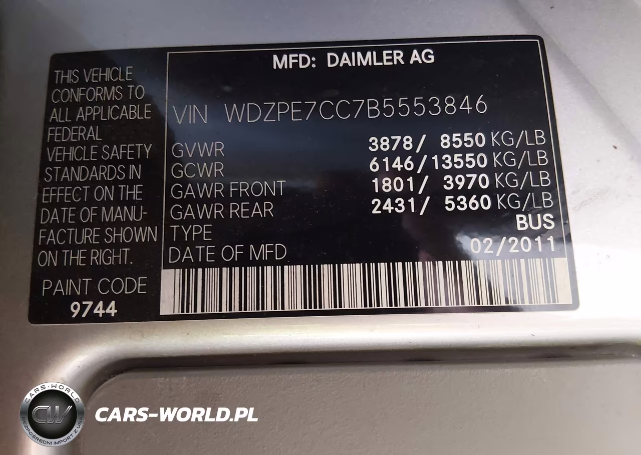 2011 Mercedes-Benz Sprinter 2500 Normal Roof VIN:WDZPE7CC7B5553846 - 9