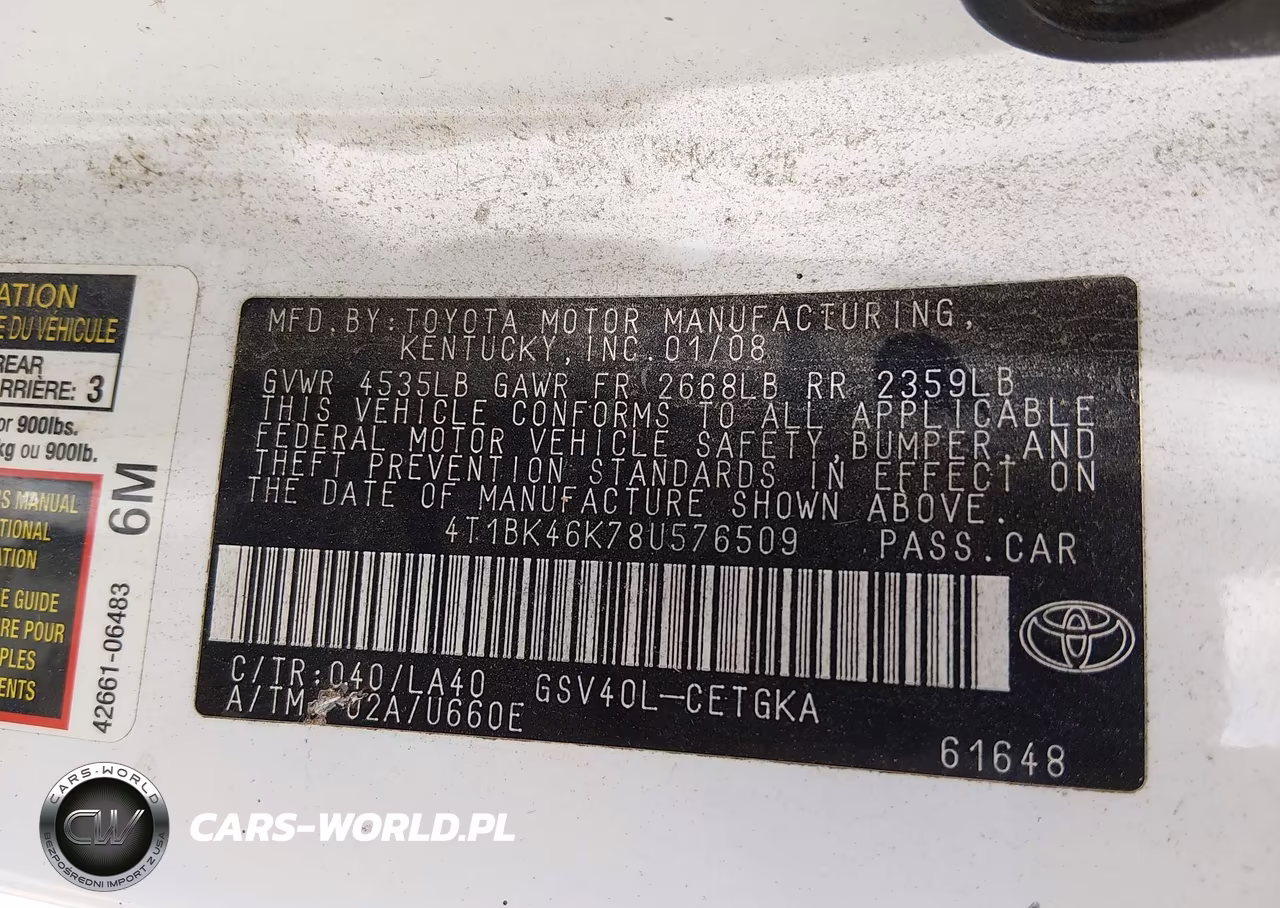 2008 Toyota Camry Xle VIN:4T1BK46K78U576509 - 9