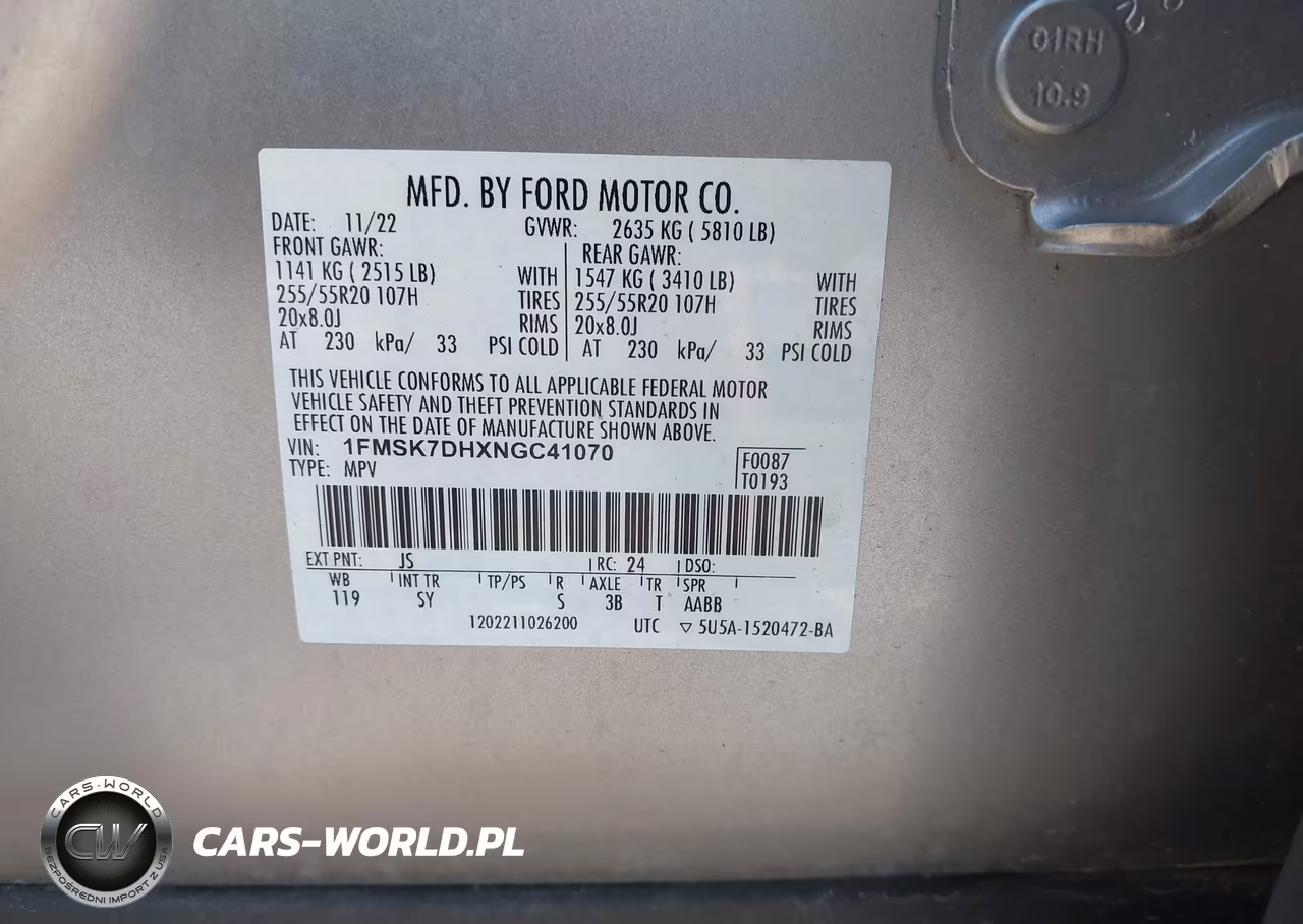 2022 Ford Explorer Xlt VIN:1FMSK7DHXNGC41070 - 9