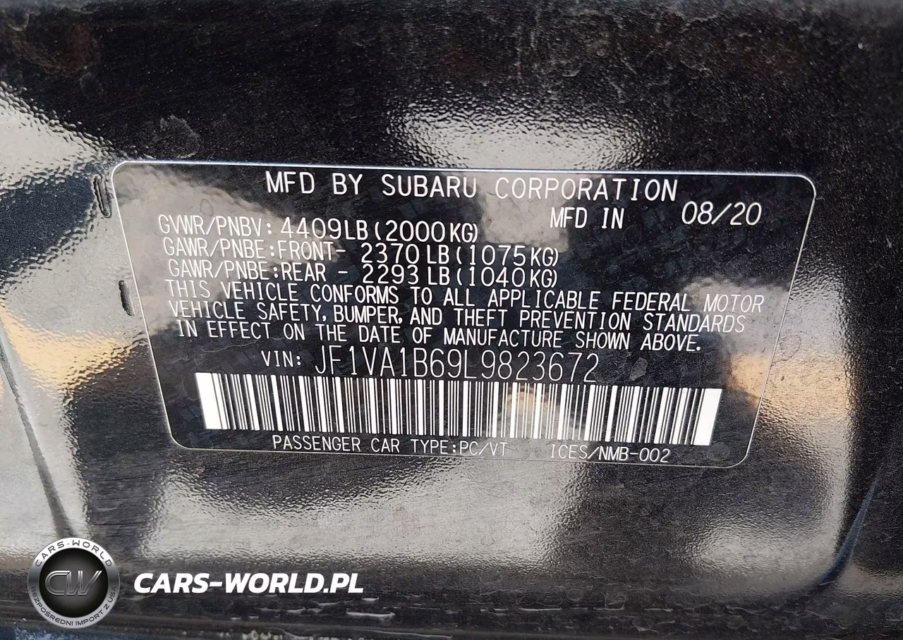 2020 Subaru Wrx Premium VIN:JF1VA1B69L9823672 - 9