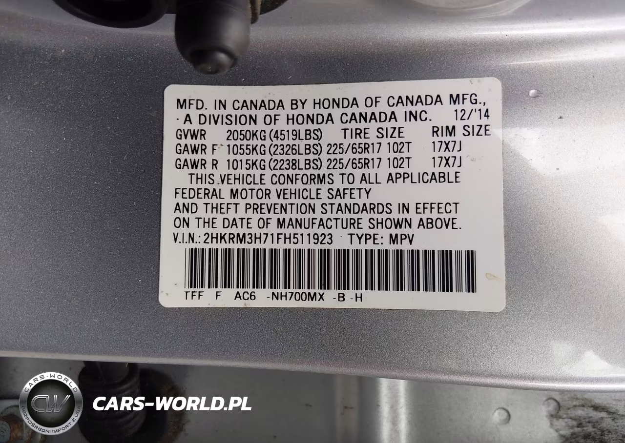 2015 Honda Cr-V Ex-L VIN:2HKRM3H71FH511923 - 9