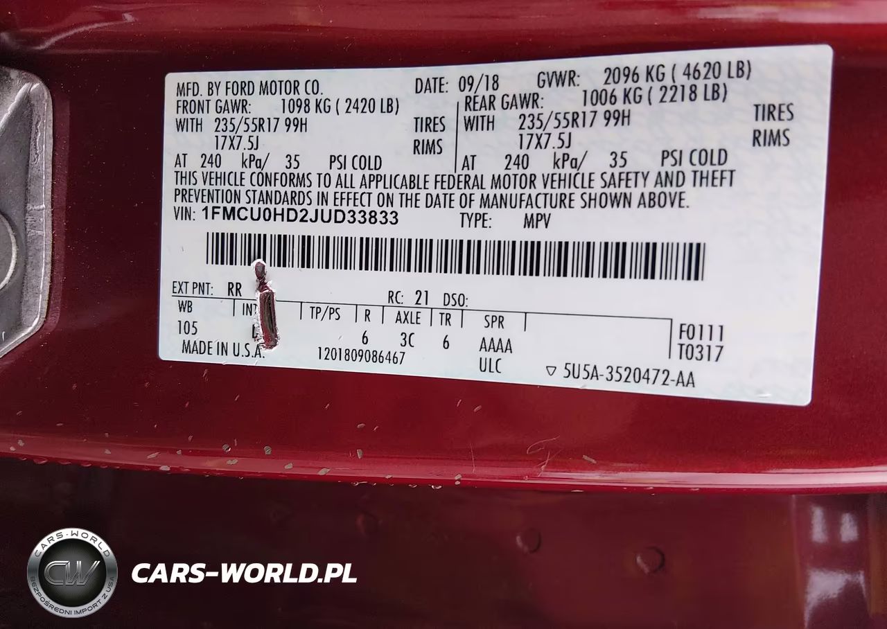 2018 Ford Escape Sel VIN:1FMCU0HD2JUD33833 - 9