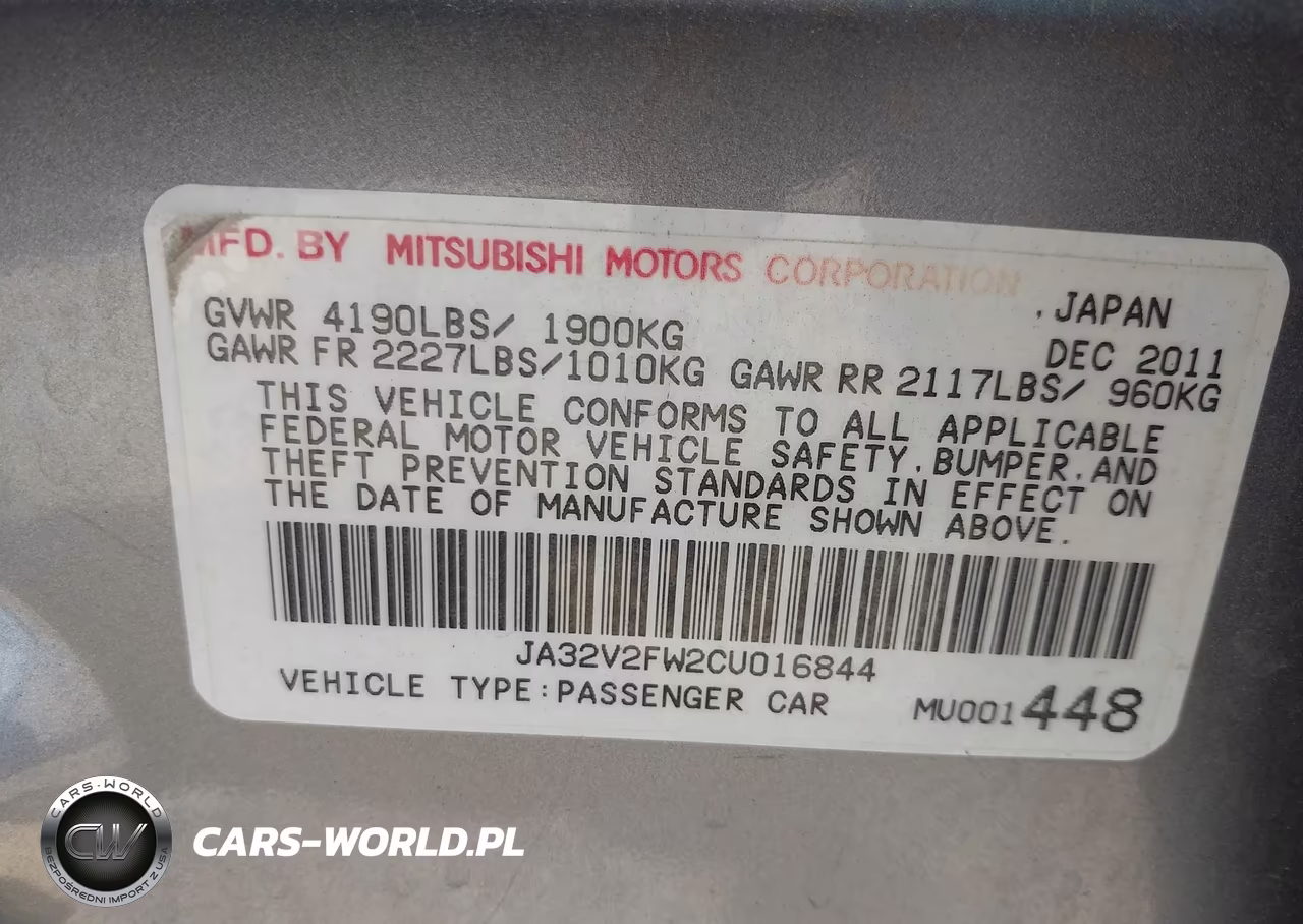 2012 Mitsubishi Lancer Se VIN:JA32V2FW2CU016844 - 9