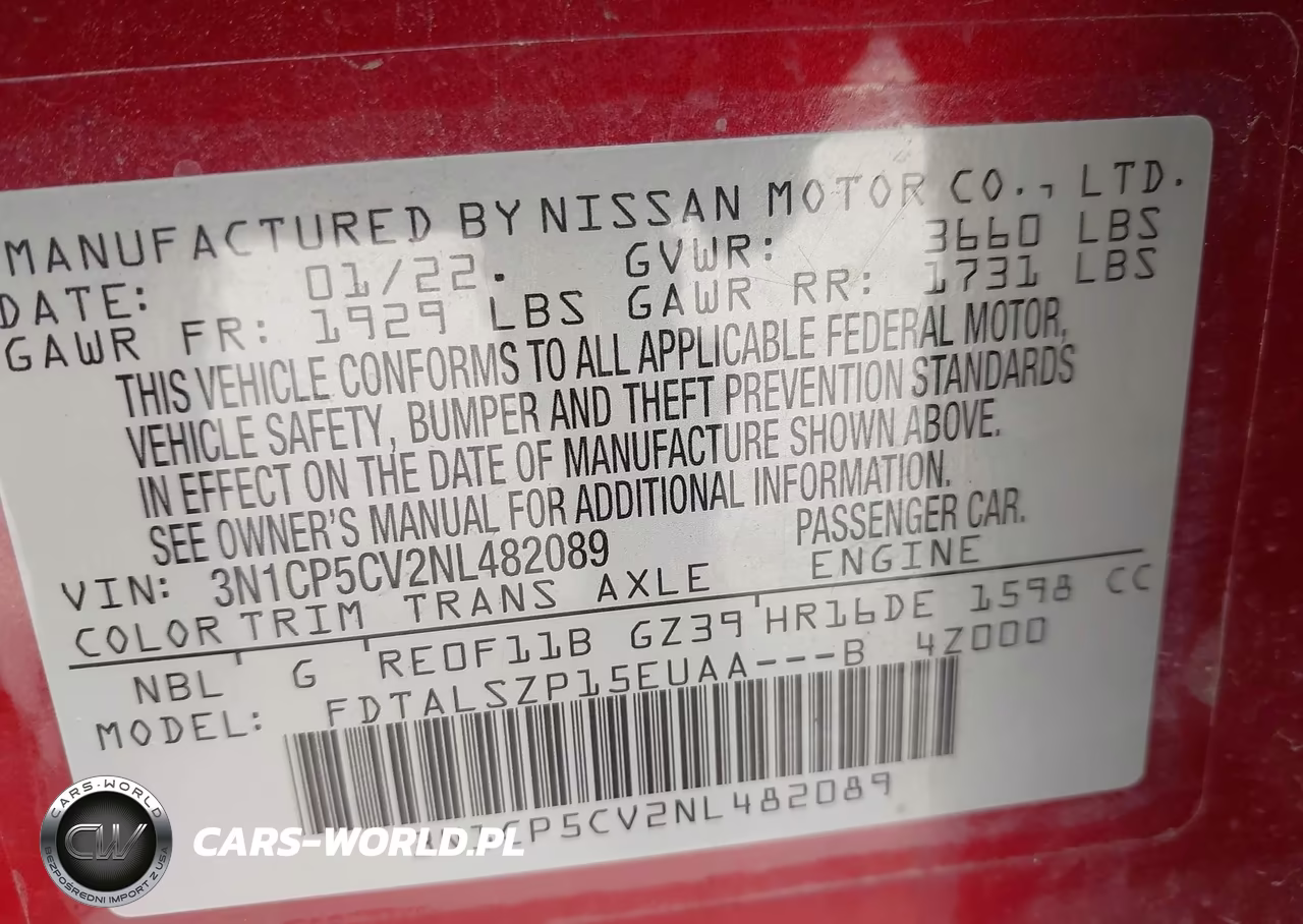 2022 Nissan Kicks Sv Xtronic Cvt VIN:3N1CP5CV2NL482089 - 9