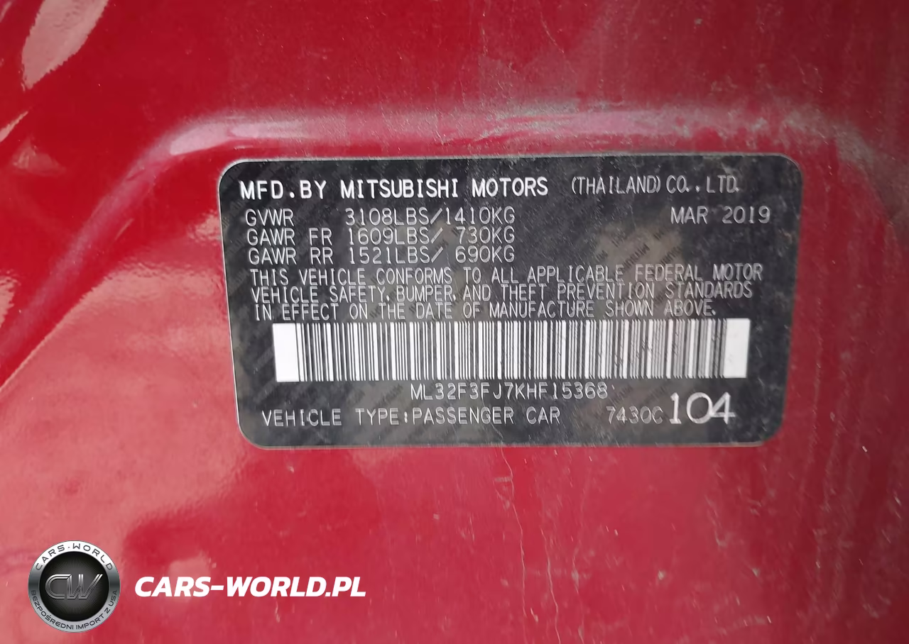 2019 Mitsubishi Mirage G4 Es-Rf VIN:ML32F3FJ7KHF15368 - 9
