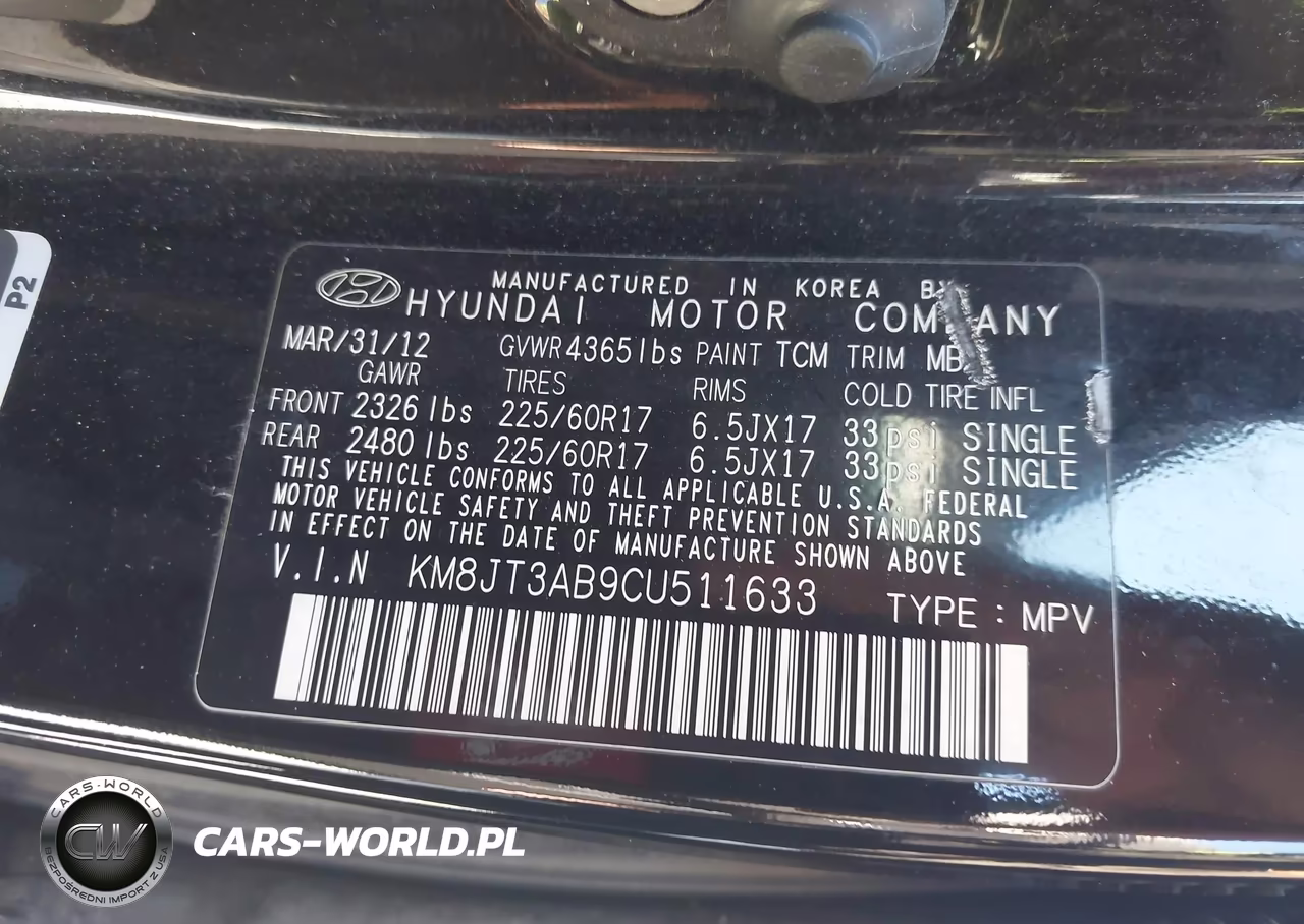 2012 Hyundai Tucson Gl VIN:KM8JT3AB9CU511633 - 9