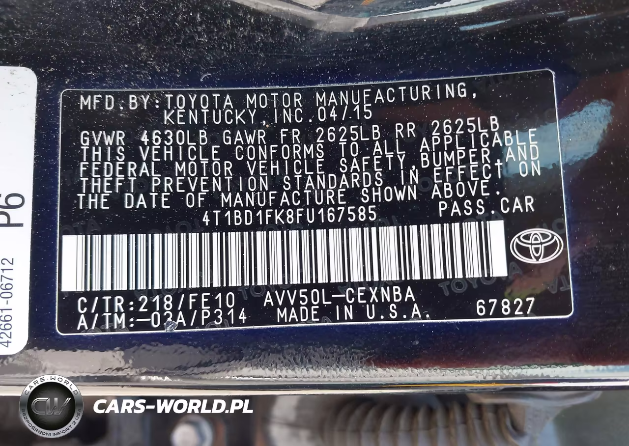 2015 Toyota Camry Hybrid Le VIN:4T1BD1FK8FU167585 - 9