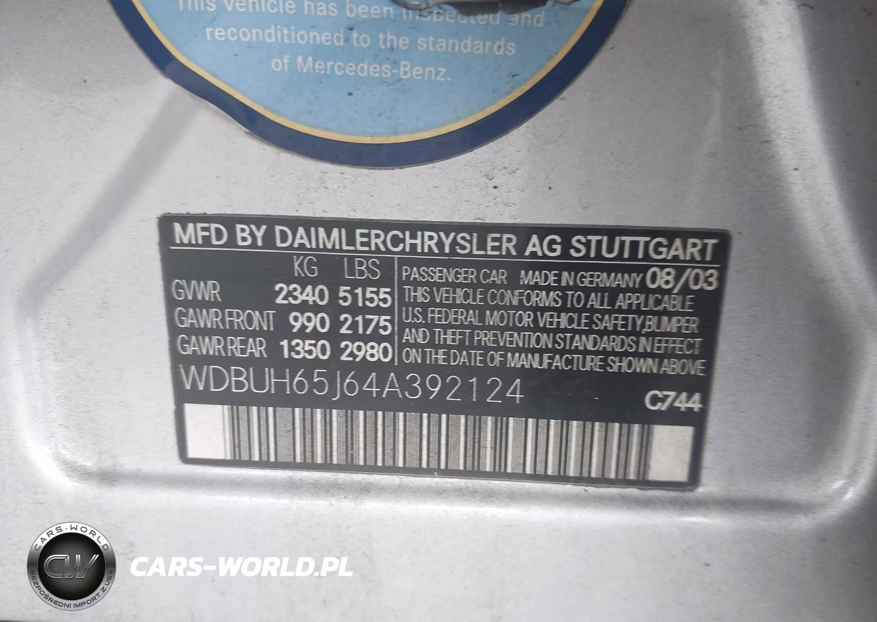 2004 Mercedes-Benz E 320 VIN:WDBUH65J64A392124 - 9