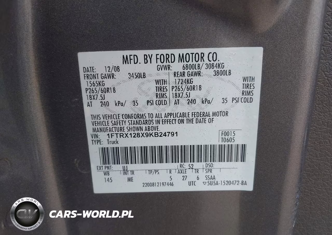 2009 Ford F-150 Stx-Xl-Xlt VIN:1FTRX128X9KB24791 - 9