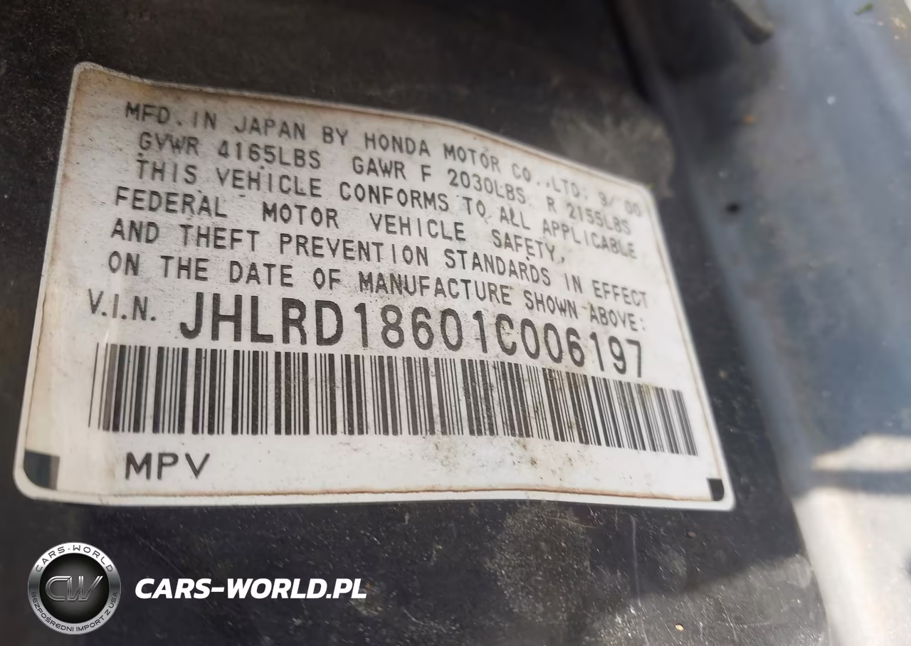 2001 Honda Cr-V Ex VIN:JHLRD18601C006197 - 9