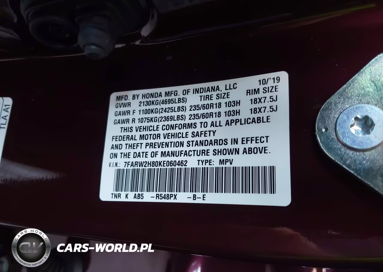 2019 Honda Cr-V Ex-L VIN:7FARW2H80KE060462 - 9