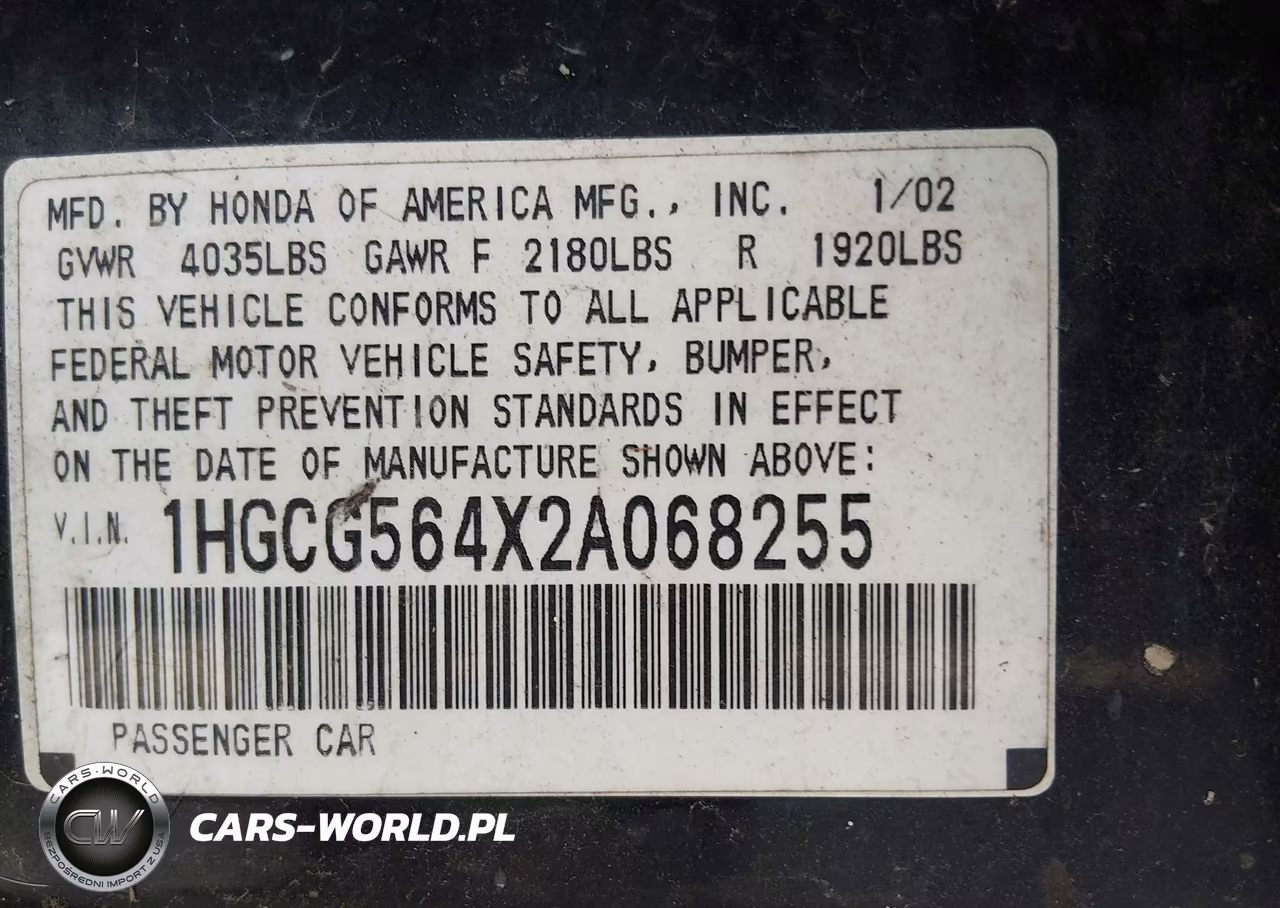 2002 Honda Accord VIN:1HGCG564X2A068255 - 9