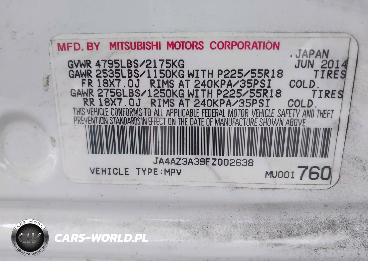 2015 Mitsubishi Outlander Se VIN:JA4AZ3A39FZ002638 - 9