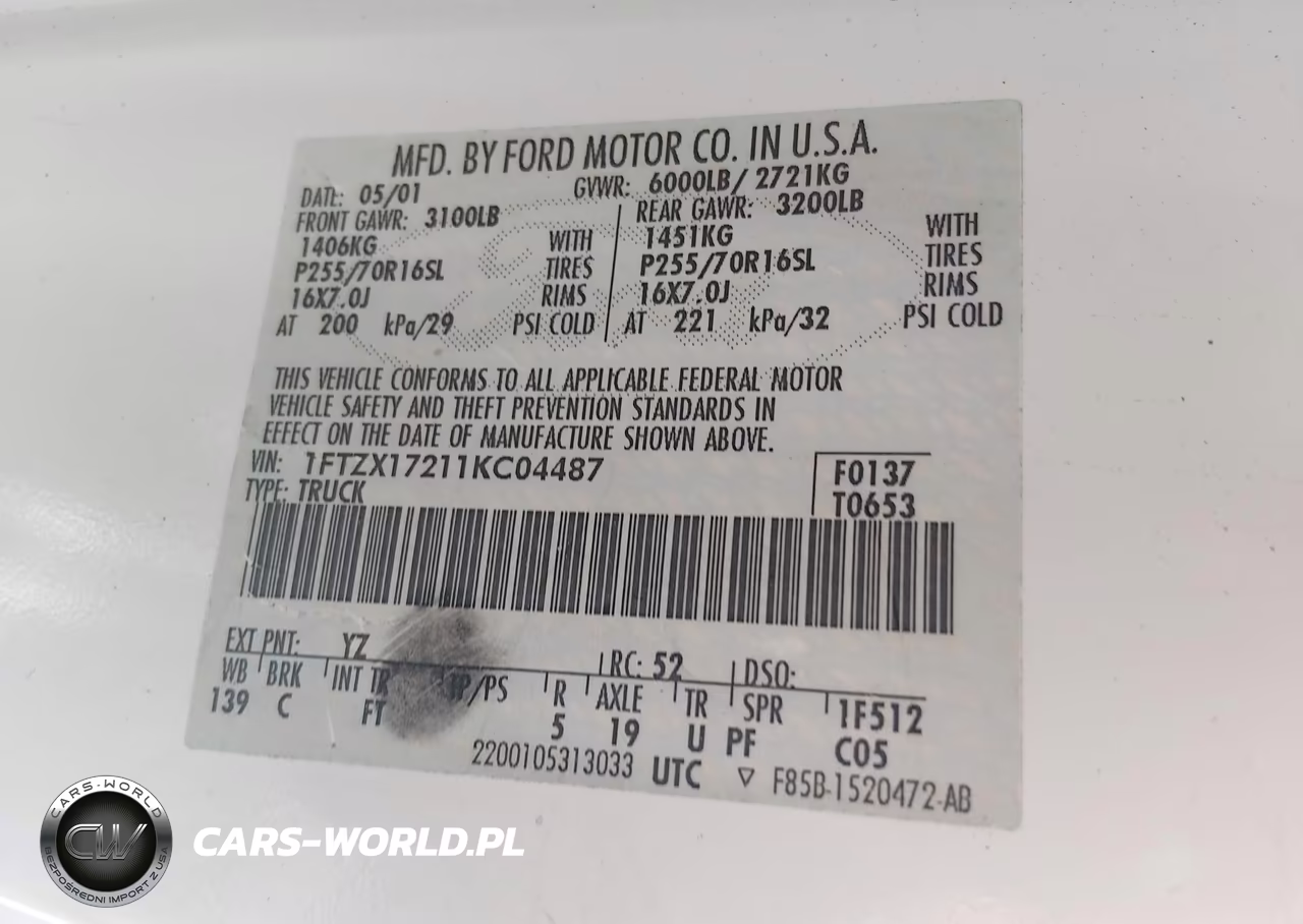2001 Ford F-150 Xl-Xlt VIN:1FTZX17211KC04487 - 9