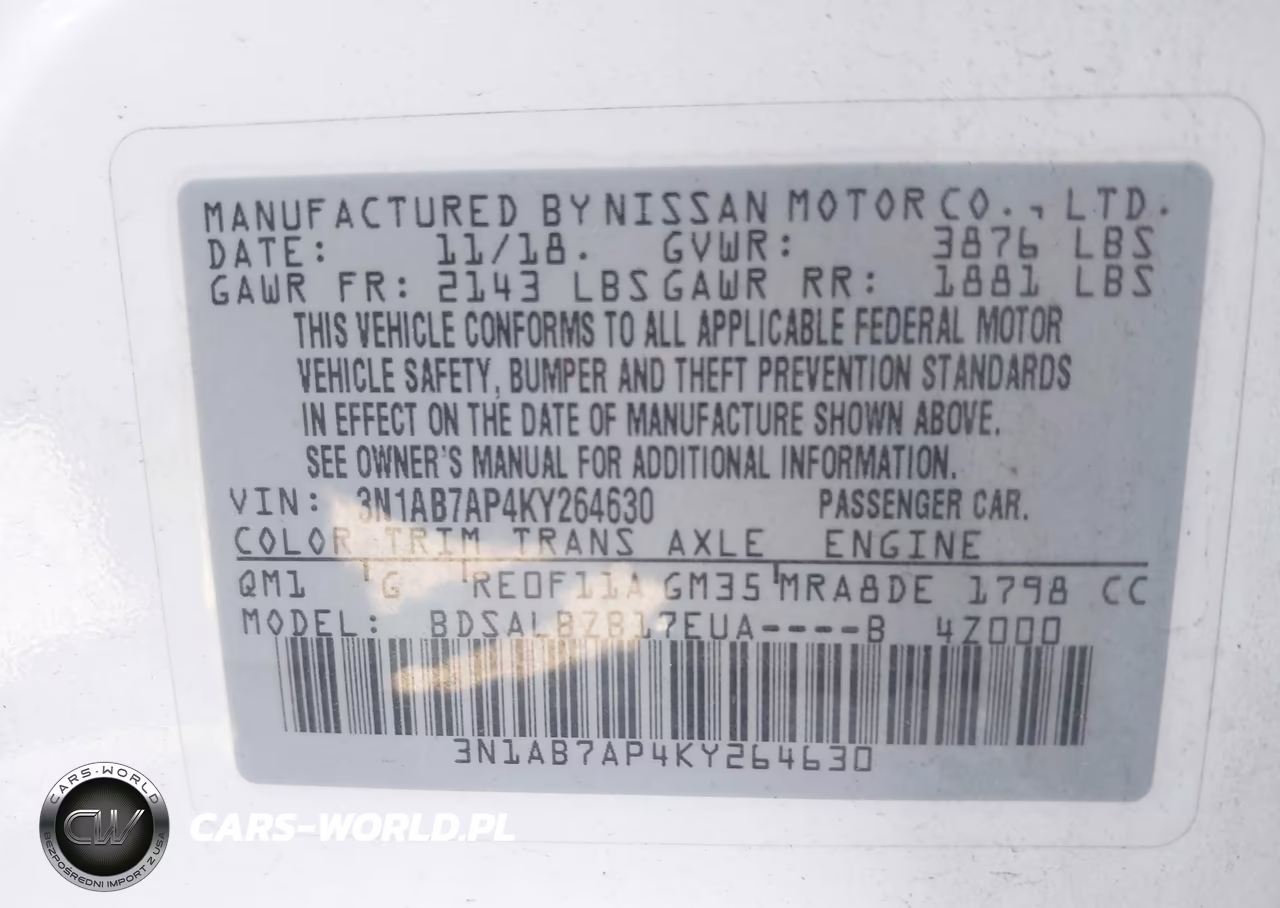 2019 Nissan Sentra S VIN:3N1AB7AP4KY264630 - 9