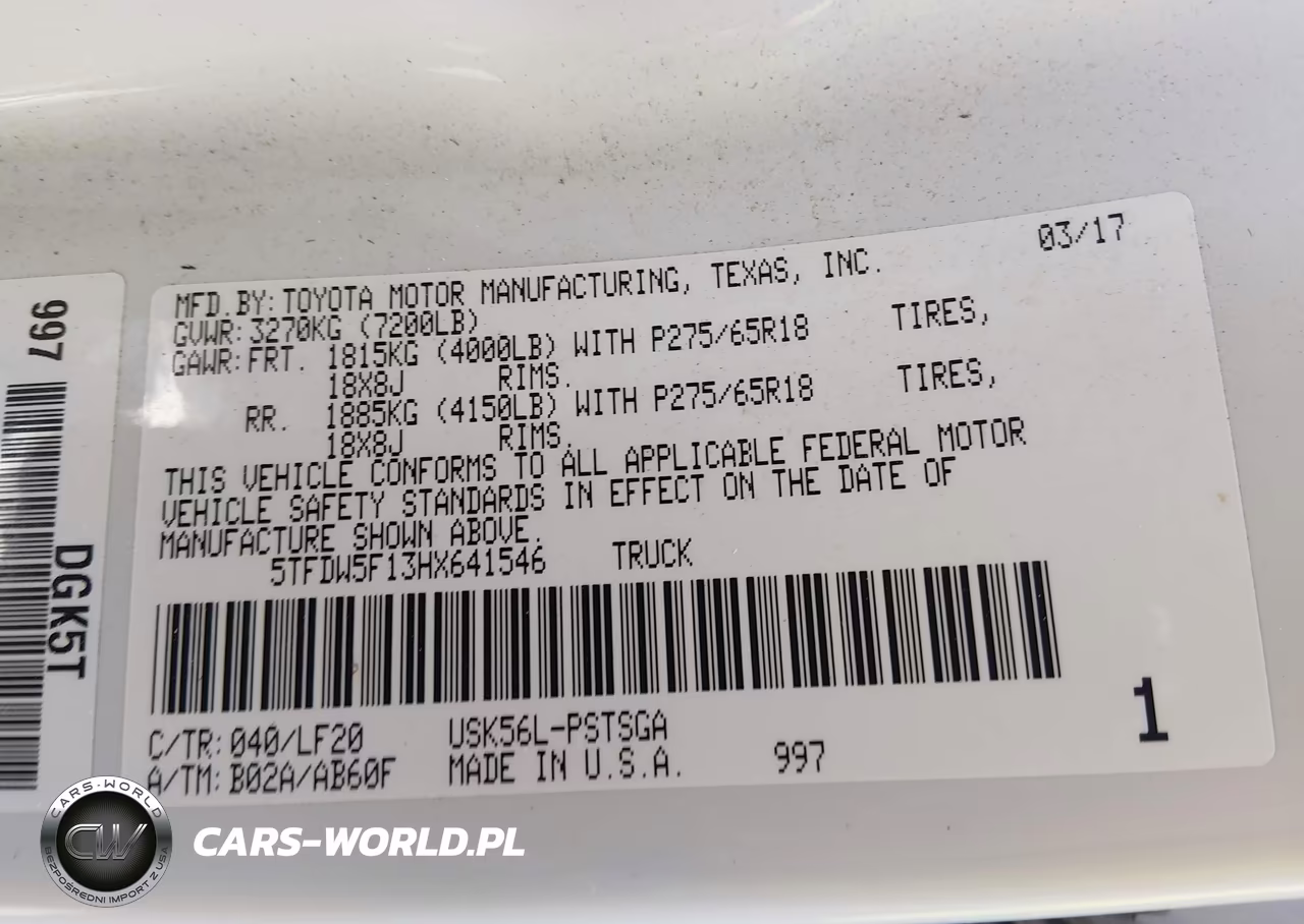 2017 Toyota Tundra Trd Pro 5.7L V8 VIN:5TFDW5F13HX641546 - 9