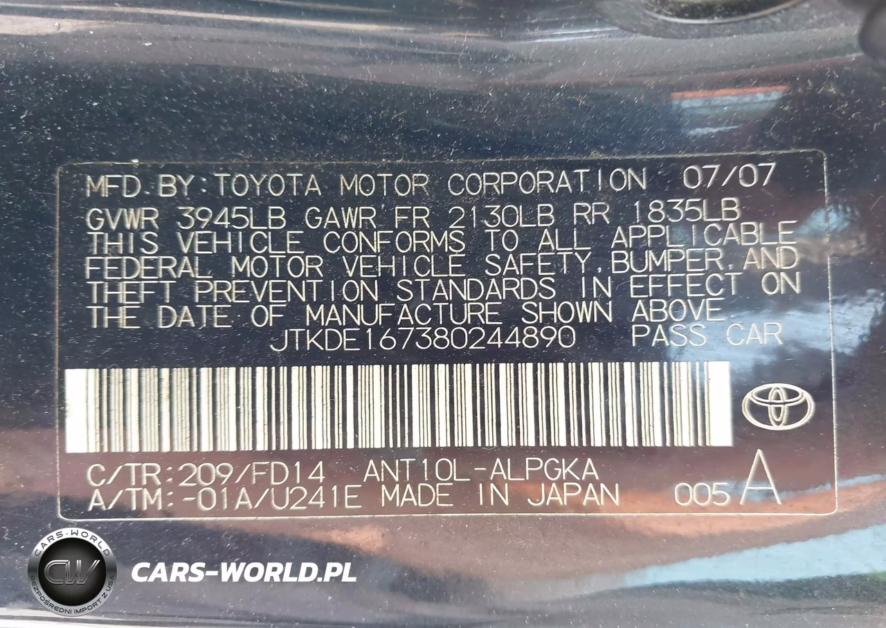 2008 Scion Tc VIN:JTKDE167380244890 - 9