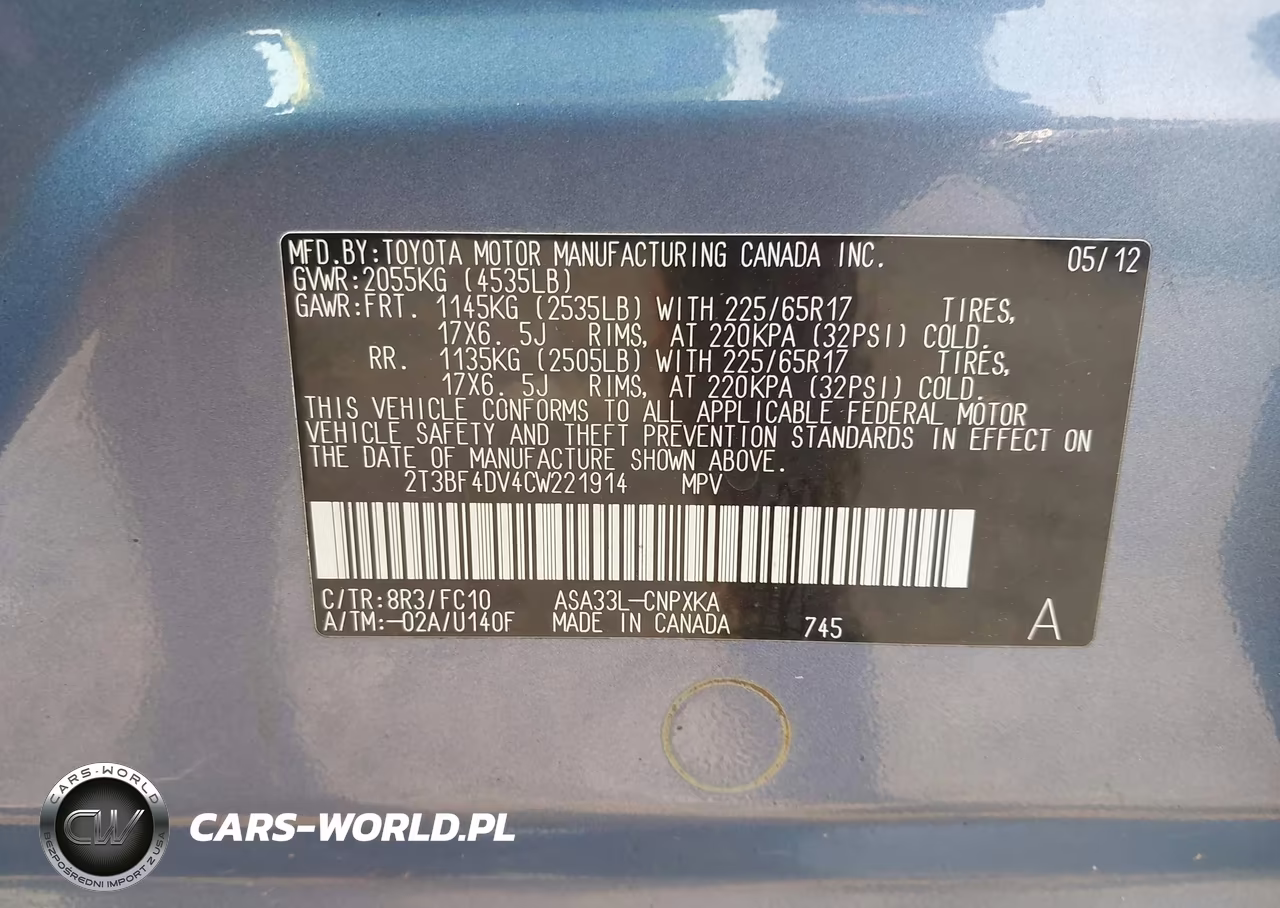 2012 Toyota Rav4 VIN:2T3BF4DV4CW221914 - 9