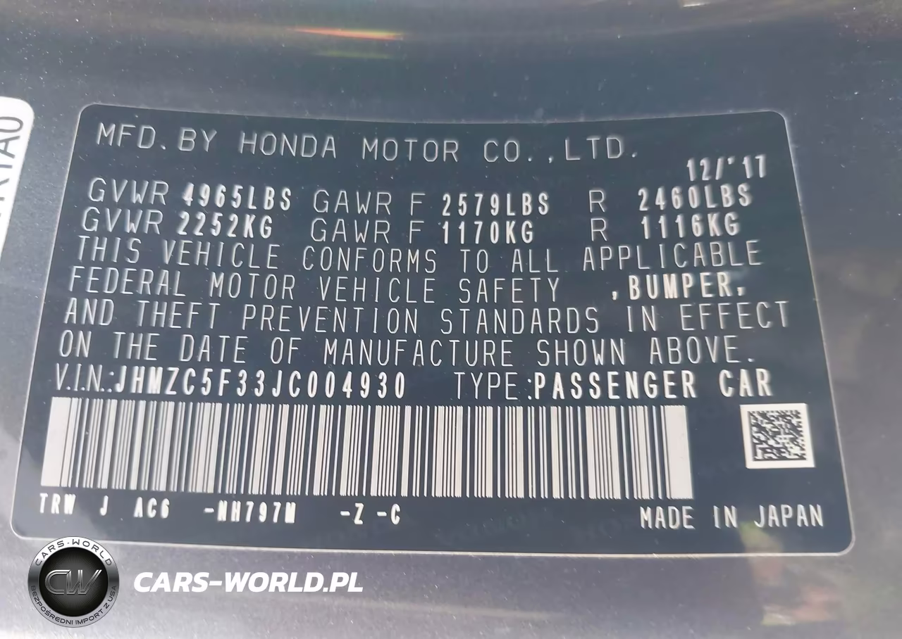 2018 Honda Clarity Plug-In Hybrid Touring VIN:JHMZC5F33JC004930 - 9