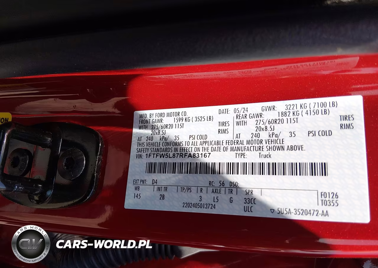 2024 Ford F-150 Lariat VIN:1FTFW5L87RFA83167 - 9