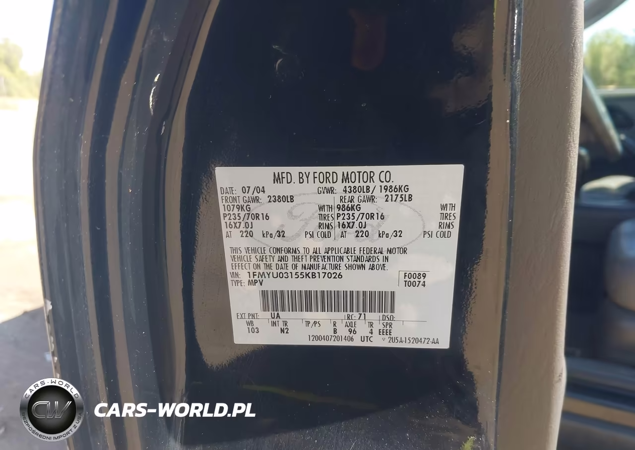 2005 Ford Escape Xlt VIN:1FMYU03155KB17026 - 9