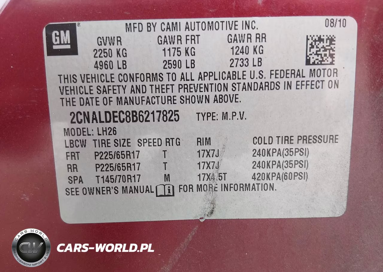 2011 Chevrolet Equinox Lt W-1Lt VIN:2CNALDEC8B6217825 - 9