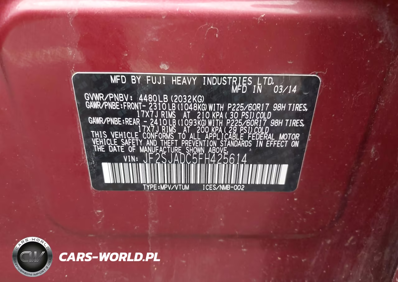 2015 Subaru Forester 2.5I Premium VIN:JF2SJADC5FH425614 - 9