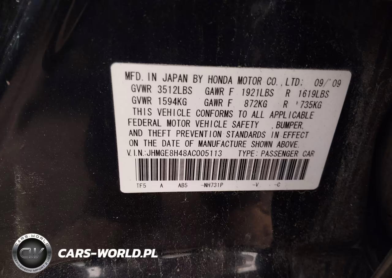2010 Honda Fit Sport VIN:JHMGE8H48AC005113 - 9