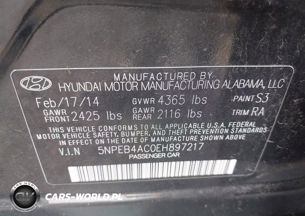 2014 Hyundai Sonata Gls VIN:5NPEB4AC0EH897217 - 9