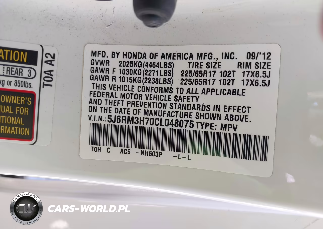 2012 Honda Cr-V Ex-L VIN:5J6RM3H70CL048075 - 9
