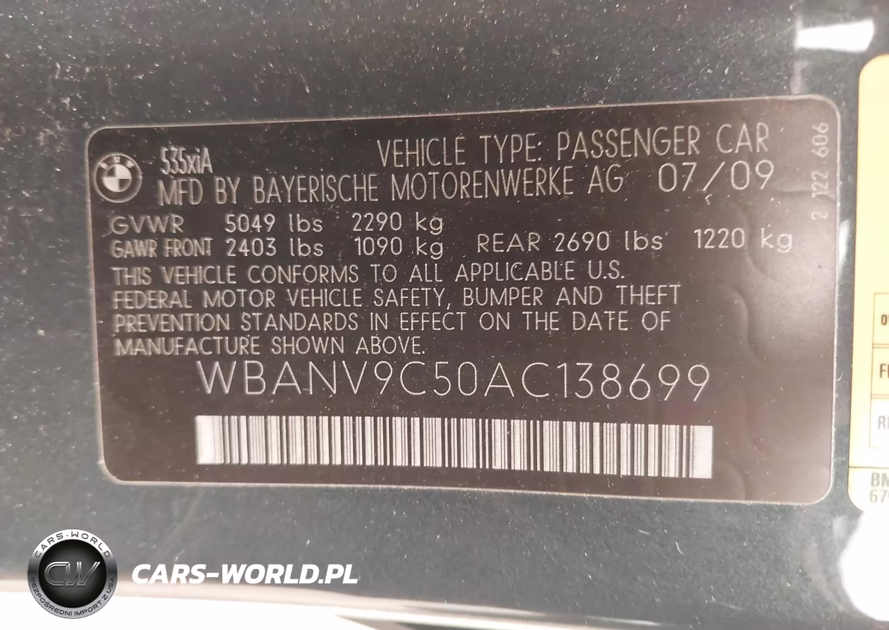 2010 BMW 535I xDrive VIN:WBANV9C50AC138699 - 9