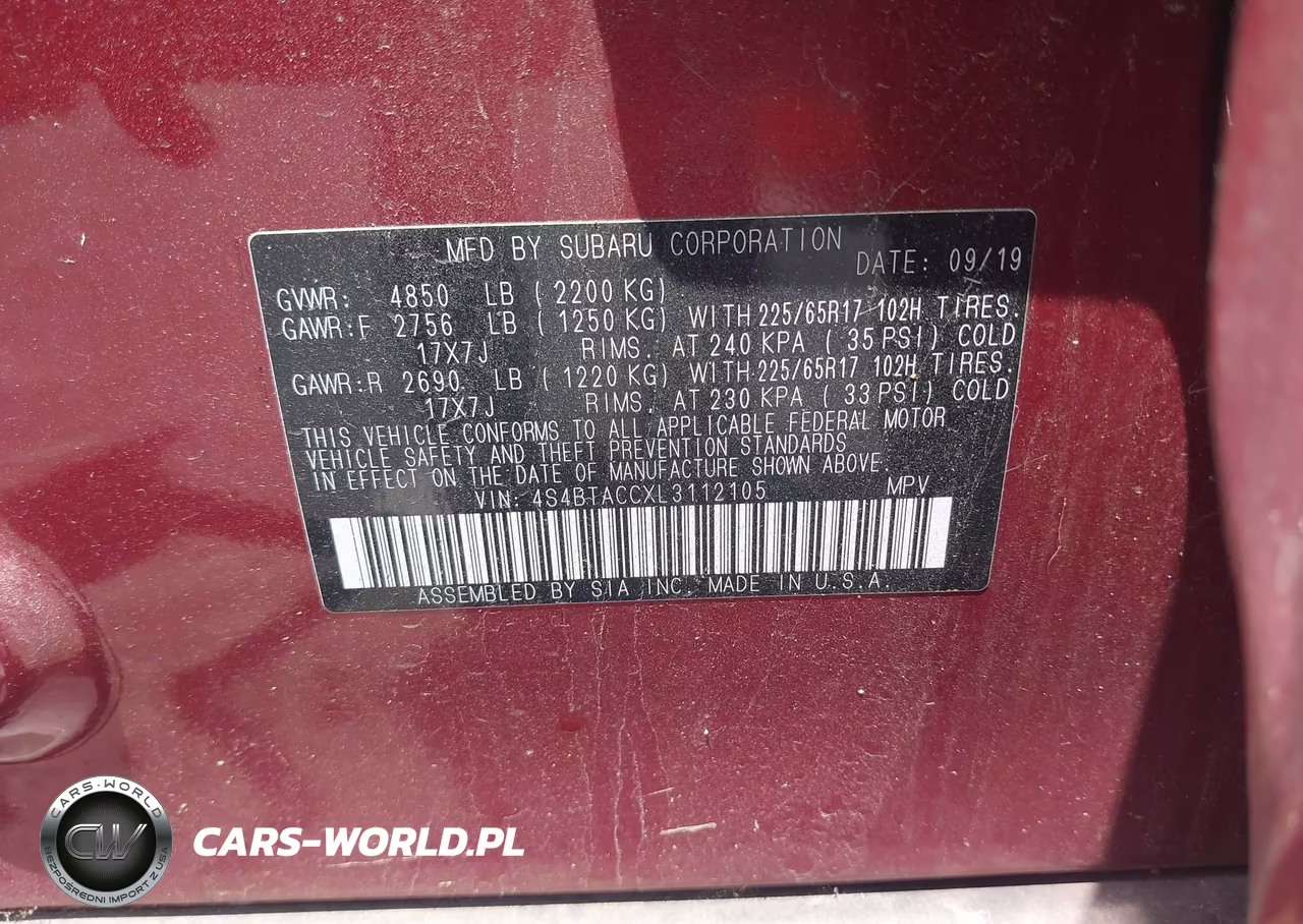2020 Subaru Outback Premium VIN:4S4BTACCXL3112105 - 9