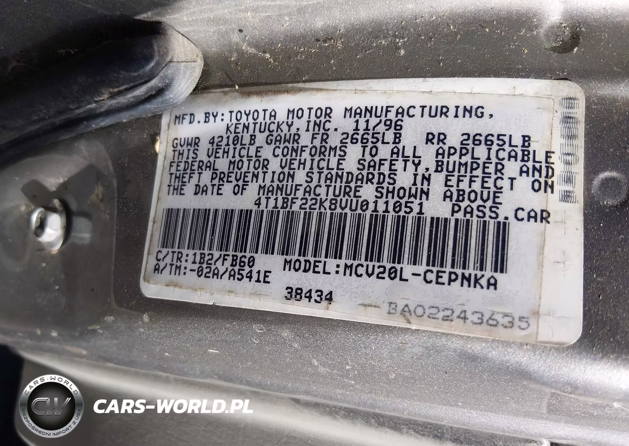1997 Toyota Camry Le V6 VIN:4T1BF22K8VU011051 - 9