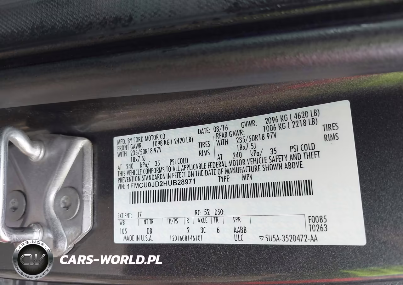2017 Ford Escape Titanium VIN:1FMCU0JD2HUB28971 - 9