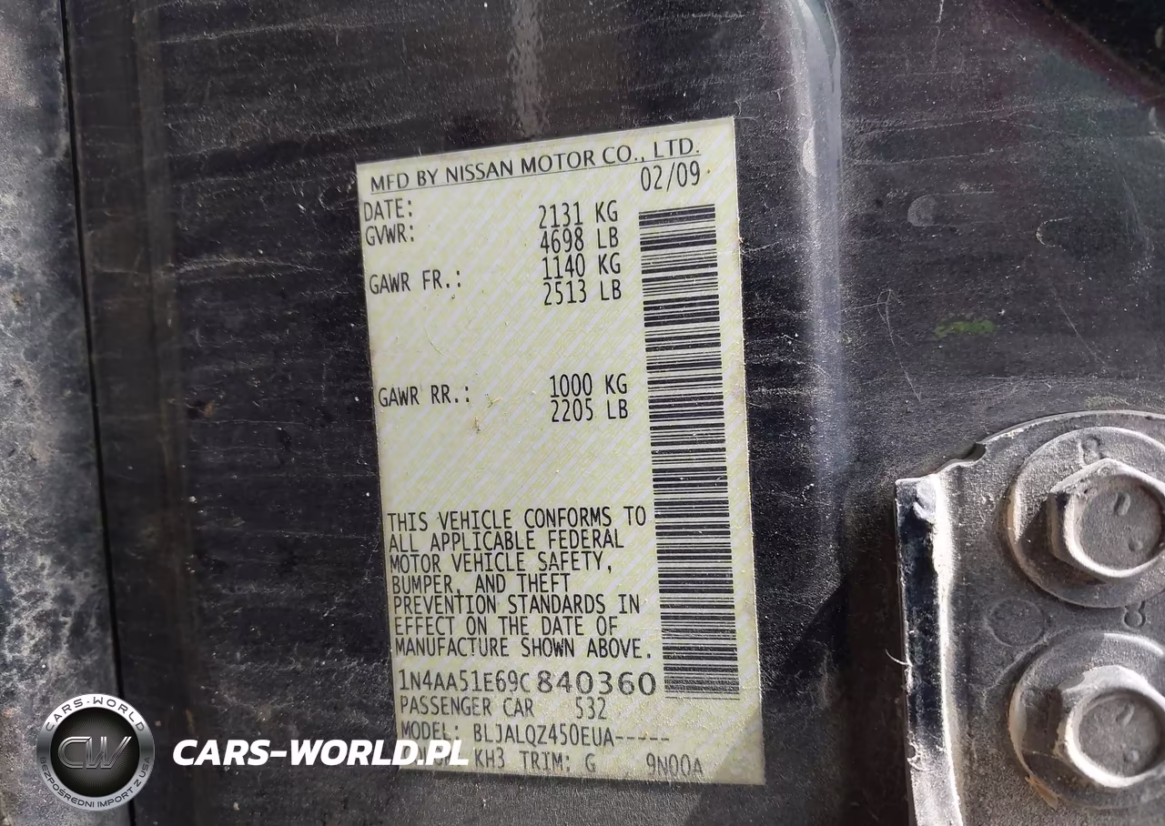 2009 Nissan Maxima 3.5 S VIN:1N4AA51E69C840360 - 9