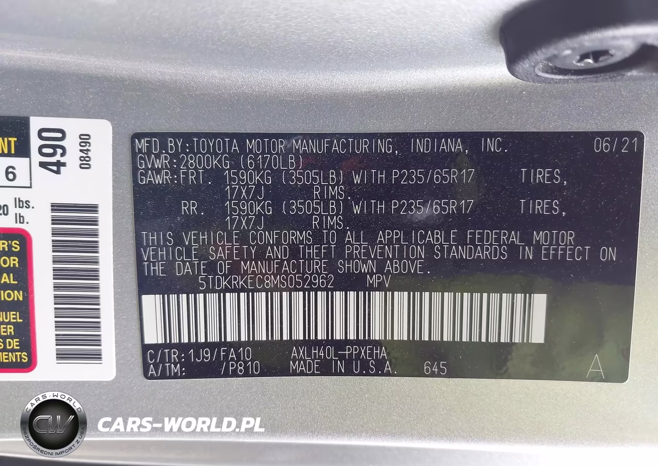 2021 Toyota Sienna Le VIN:5TDKRKEC8MS052962 - 9
