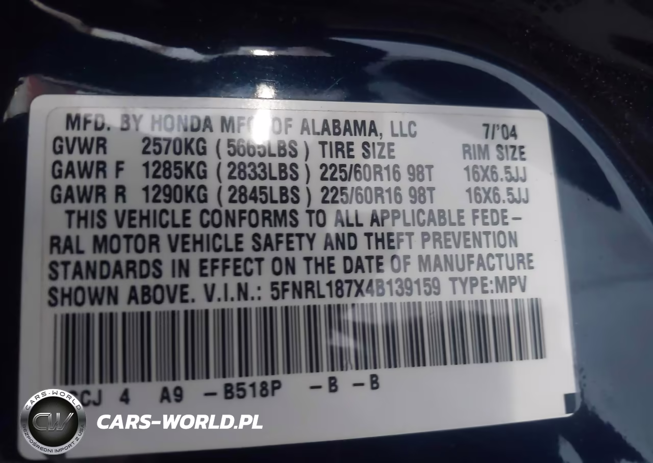 2004 Honda Odyssey Ex-L VIN:5FNRL187X4B139159 - 9