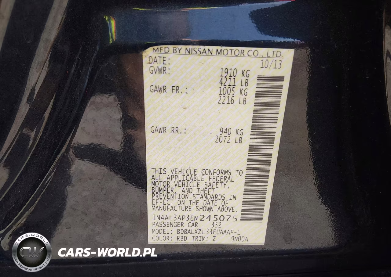 2014 Nissan Altima 2.5 Sl VIN:1N4AL3AP3EN245075 - 9