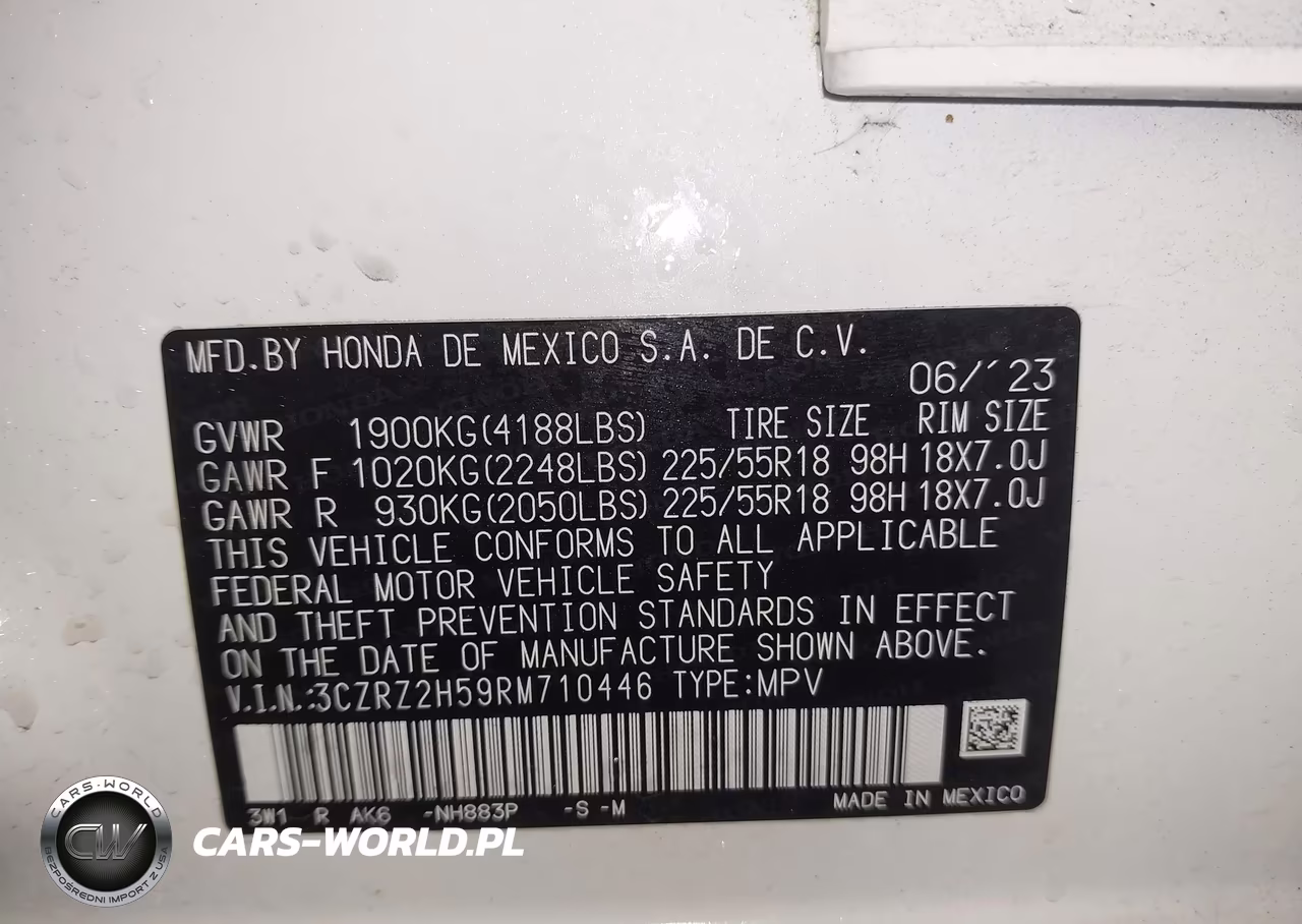 2024 Honda Hr-V Awd Sport-Awd Sport W-O Bsi VIN:3CZRZ2H59RM710446 - 9