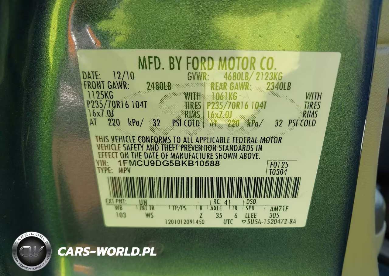 2011 Ford Escape Xlt VIN:1FMCU9DG5BKB10588 - 9