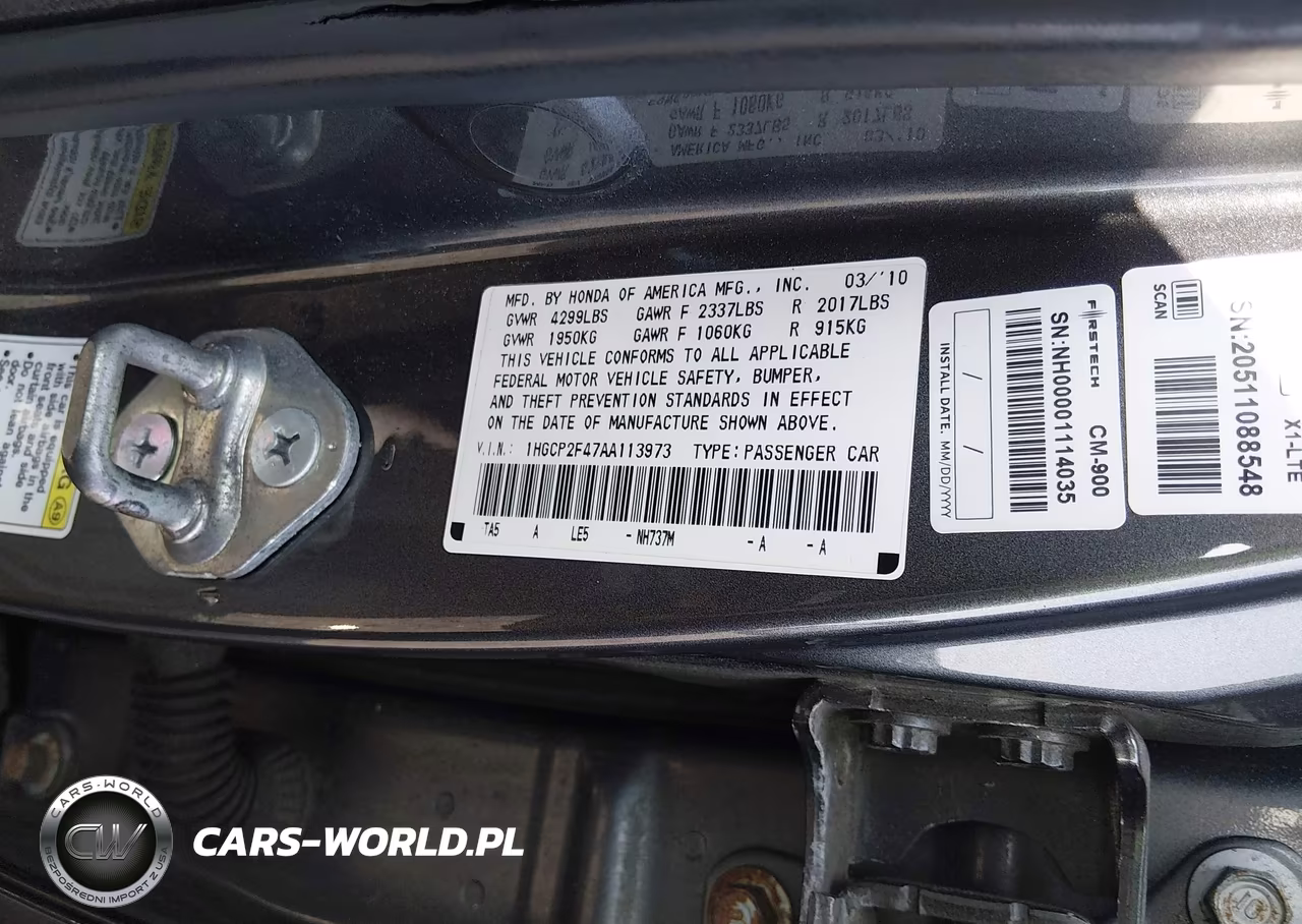 2010 Honda Accord 2.4 Lx-P VIN:1HGCP2F47AA113973 - 9