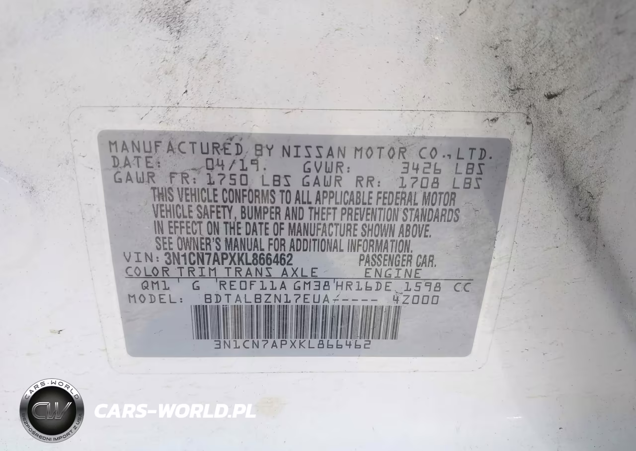 2019 Nissan Versa 1.6 Sv VIN:3N1CN7APXKL866462 - 9