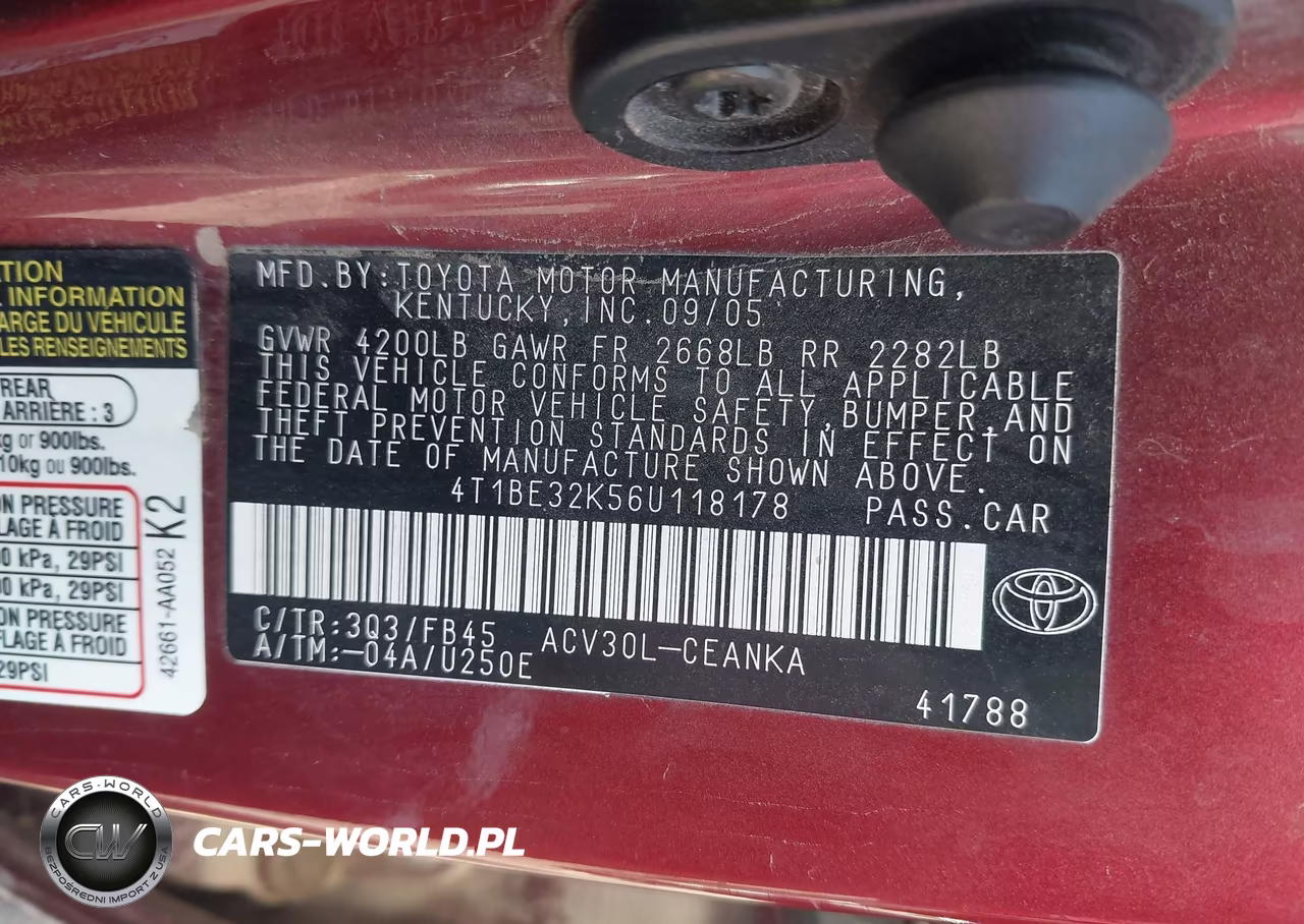 2006 Toyota Camry Le VIN:4T1BE32K56U118178 - 9