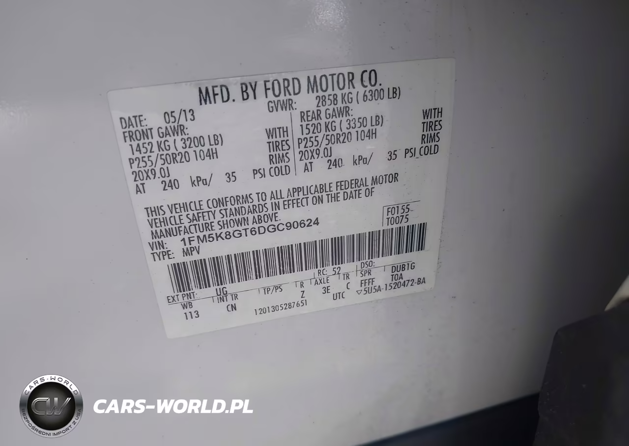 2013 Ford Explorer Sport VIN:1FM5K8GT6DGC90624 - 9