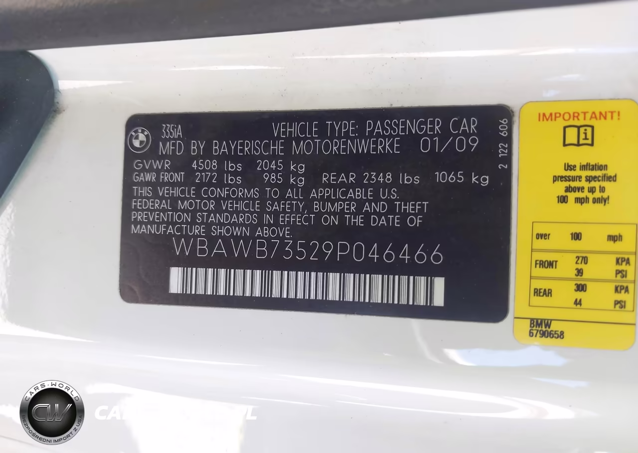 2009 BMW 335I VIN:WBAWB73529P046466 - 9