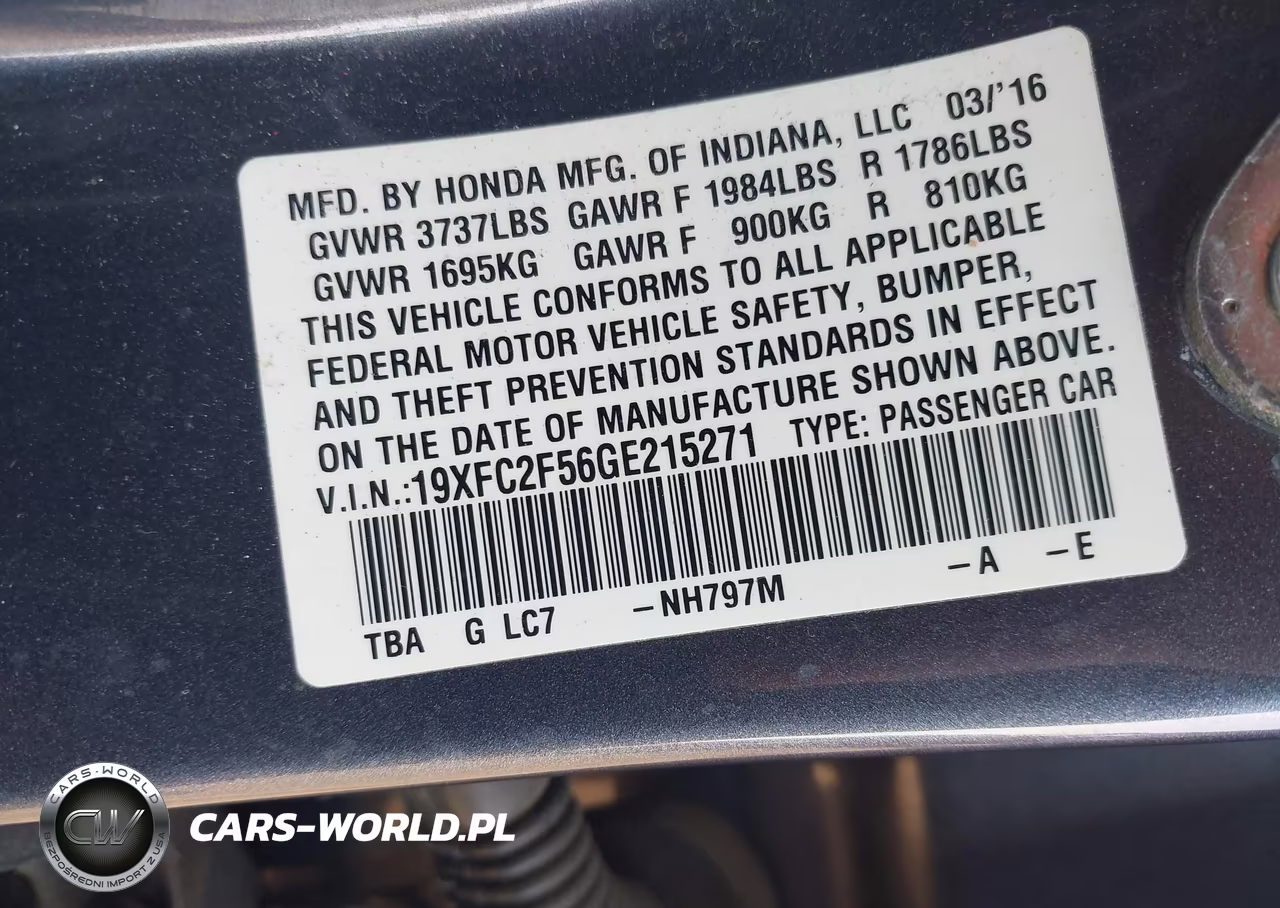 2016 Honda Civic Lx VIN:19XFC2F56GE215271 - 9